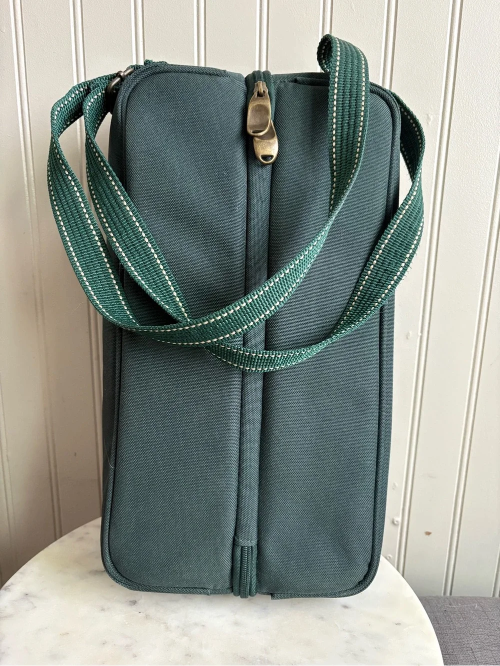 Picnic at Ascot Insulated Travel Wine Tote Bag Dark Green with Opener & Cups